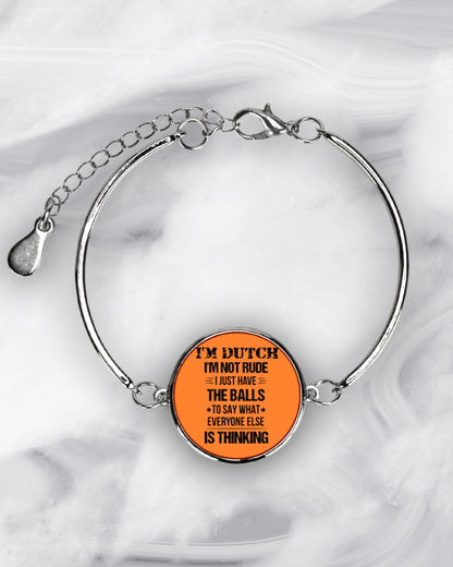 I'M NOT RUDE I'M DUTCH - Metallic Circle Bracelet - Burnt Orange - aos-bracelet-metal-front-lifestyle-8