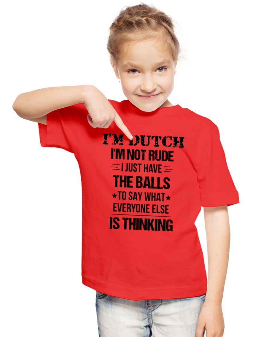I'M NOT RUDE I'M DUTCH - Youth T-Shirt - True Red - lifestyle-youth-tshirt-front-2