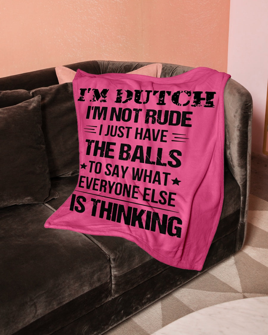 I'M NOT RUDE I'M DUTCH - Small Fleece Blanket - 30" x 40" - Cyber Pink - aos-coral-fleece-blanket-30x40-lifestyle-front-05