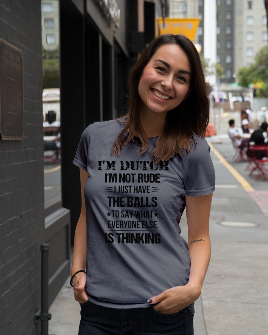 I'M NOT RUDE I'M DUTCH - Premium Fit Ladies Tee - Asphalt - lifestyle-women-crewneck-front-5
