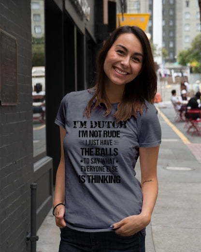 I'M NOT RUDE I'M DUTCH - Premium Fit Ladies Tee - Asphalt - lifestyle-women-crewneck-front-5