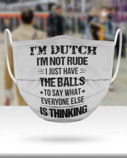 I'M NOT RUDE I'M DUTCH - 3 Layer Face Mask - Single - Ash - aos-face-mask-3-layers-lifestyle-front-46