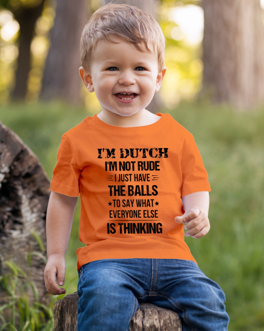 I'M NOT RUDE I'M DUTCH - Youth T-Shirt - Burnt Orange - lifestyle-youth-tshirt-front-4