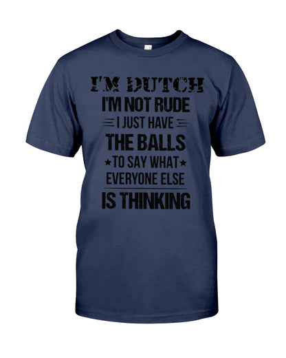 I'M NOT RUDE I'M DUTCH - Premium Fit Mens Tee - Navy - Front