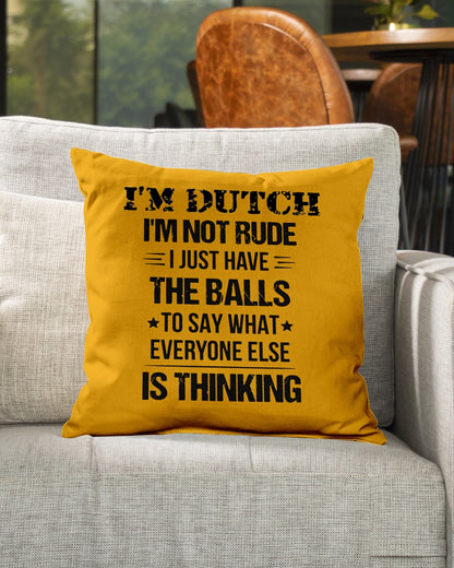 I'M NOT RUDE I'M DUTCH - Indoor Pillow - 16” x 16” - Gold - aos-decorative-pillow-lifestyle-front-04