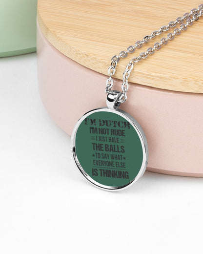 I'M NOT RUDE I'M DUTCH - Metallic Circle Necklace - Forest Green - aos-necklace-circle-metallic-lifestyle-08