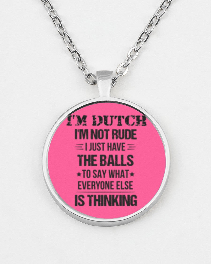I'M NOT RUDE I'M DUTCH - Metallic Circle Necklace - Cyber Pink - aos-necklace-circle-metallic-lifestyle-07