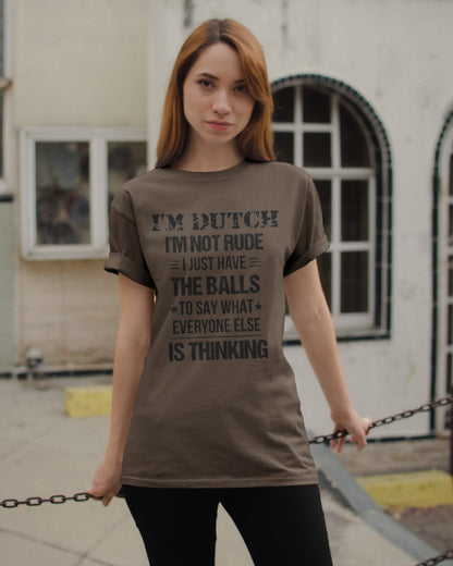 I'M NOT RUDE I'M DUTCH - Classic T-Shirt - Chocolate - apparel-classic-tshirt-lifestyle-19