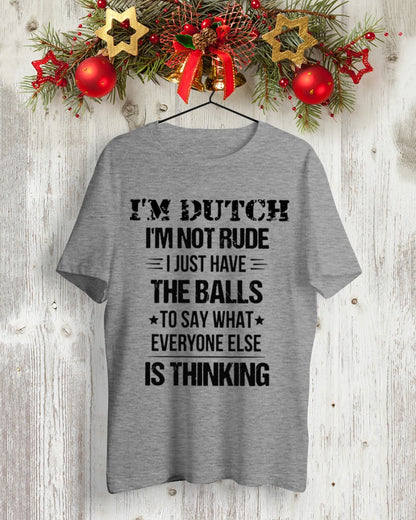 I'M NOT RUDE I'M DUTCH - Premium Fit Mens Tee - Heather - lifestyle-holiday-crewneck-front-2