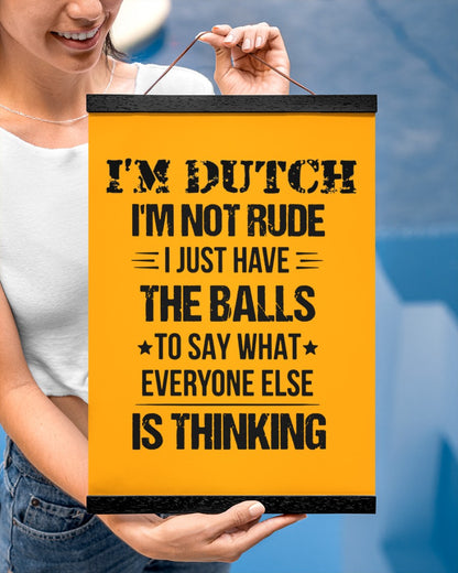 I'M NOT RUDE I'M DUTCH - 12x16 Black Hanging Canvas - Gold - aos-hanging-canvas-12x16-lifestyle-front-29