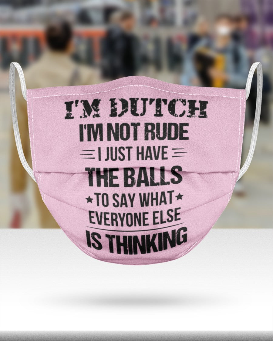 I'M NOT RUDE I'M DUTCH - 3 Layer Face Mask - Single - Classic Pink - aos-face-mask-3-layers-lifestyle-front-46