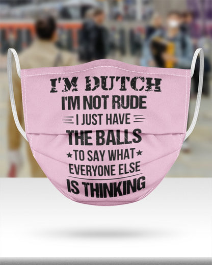 I'M NOT RUDE I'M DUTCH - 3 Layer Face Mask - Single - Classic Pink - aos-face-mask-3-layers-lifestyle-front-46