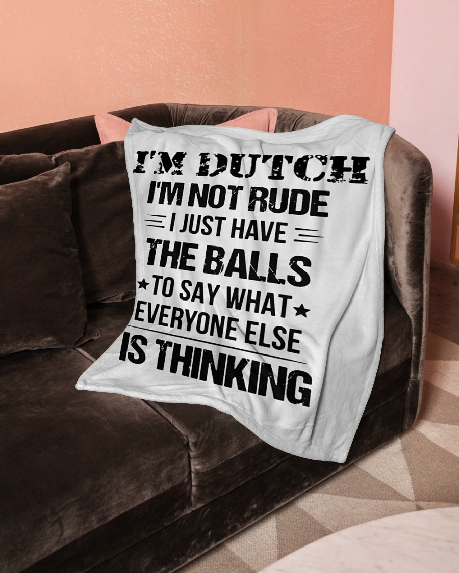 I'M NOT RUDE I'M DUTCH - Small Fleece Blanket - 30" x 40" - White - aos-coral-fleece-blanket-30x40-lifestyle-front-05