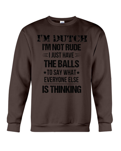 I'M NOT RUDE I'M DUTCH - Crewneck Sweatshirt - Dark Chocolate - Front