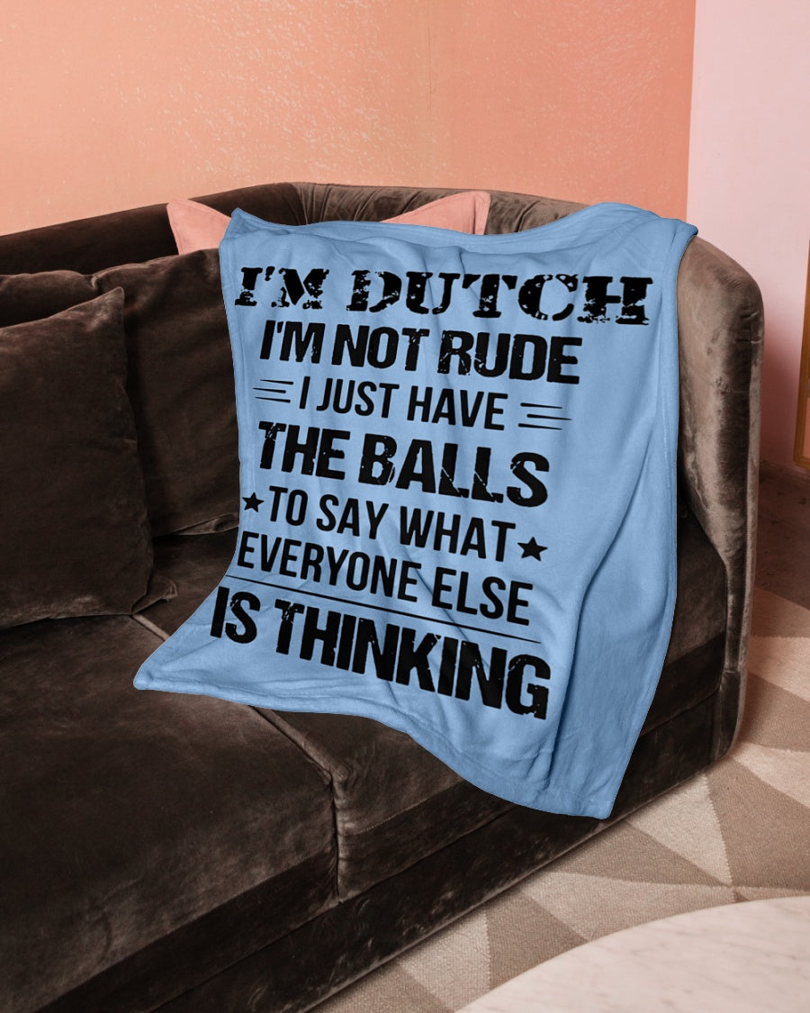 I'M NOT RUDE I'M DUTCH - Small Fleece Blanket - 30" x 40" - Light Blue - aos-coral-fleece-blanket-30x40-lifestyle-front-05