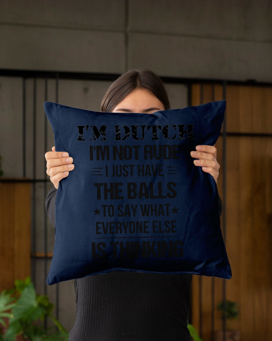 I'M NOT RUDE I'M DUTCH - Indoor Pillow - 16” x 16” - J Navy - aos-decorative-pillow-lifestyle-front-03