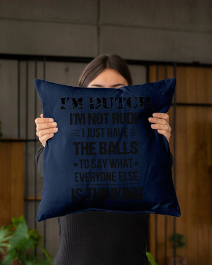 I'M NOT RUDE I'M DUTCH - Indoor Pillow - 16” x 16” - J Navy - aos-decorative-pillow-lifestyle-front-03