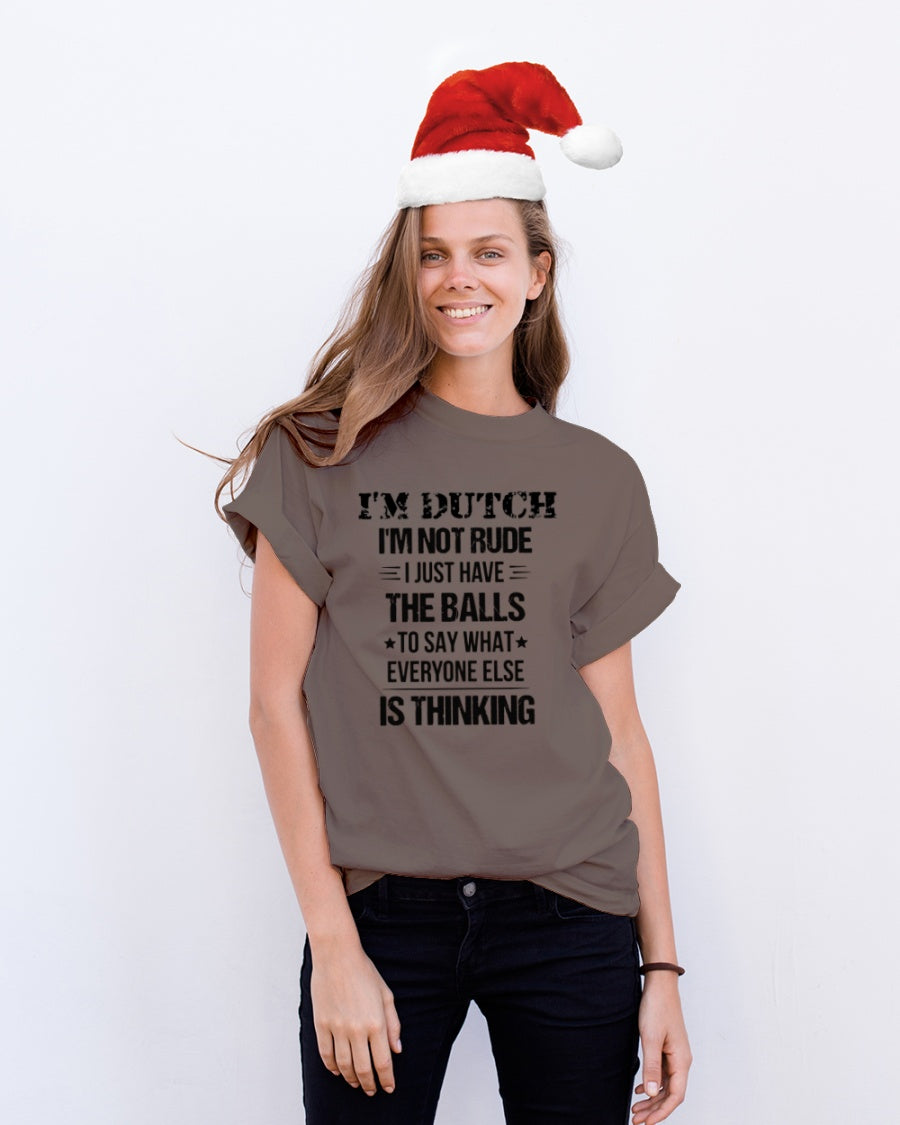 I'M NOT RUDE I'M DUTCH - Classic T-Shirt - Chocolate - lifestyle-holiday-crewneck-front-1