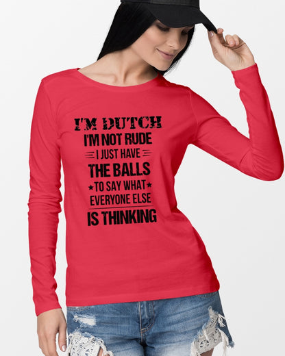 I'M NOT RUDE I'M DUTCH - Long Sleeve Tee - Red - lifestyle-unisex-longsleeve-front-4