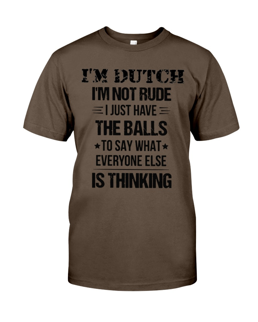 I'M NOT RUDE I'M DUTCH - Premium Fit Mens Tee - Brown - Front