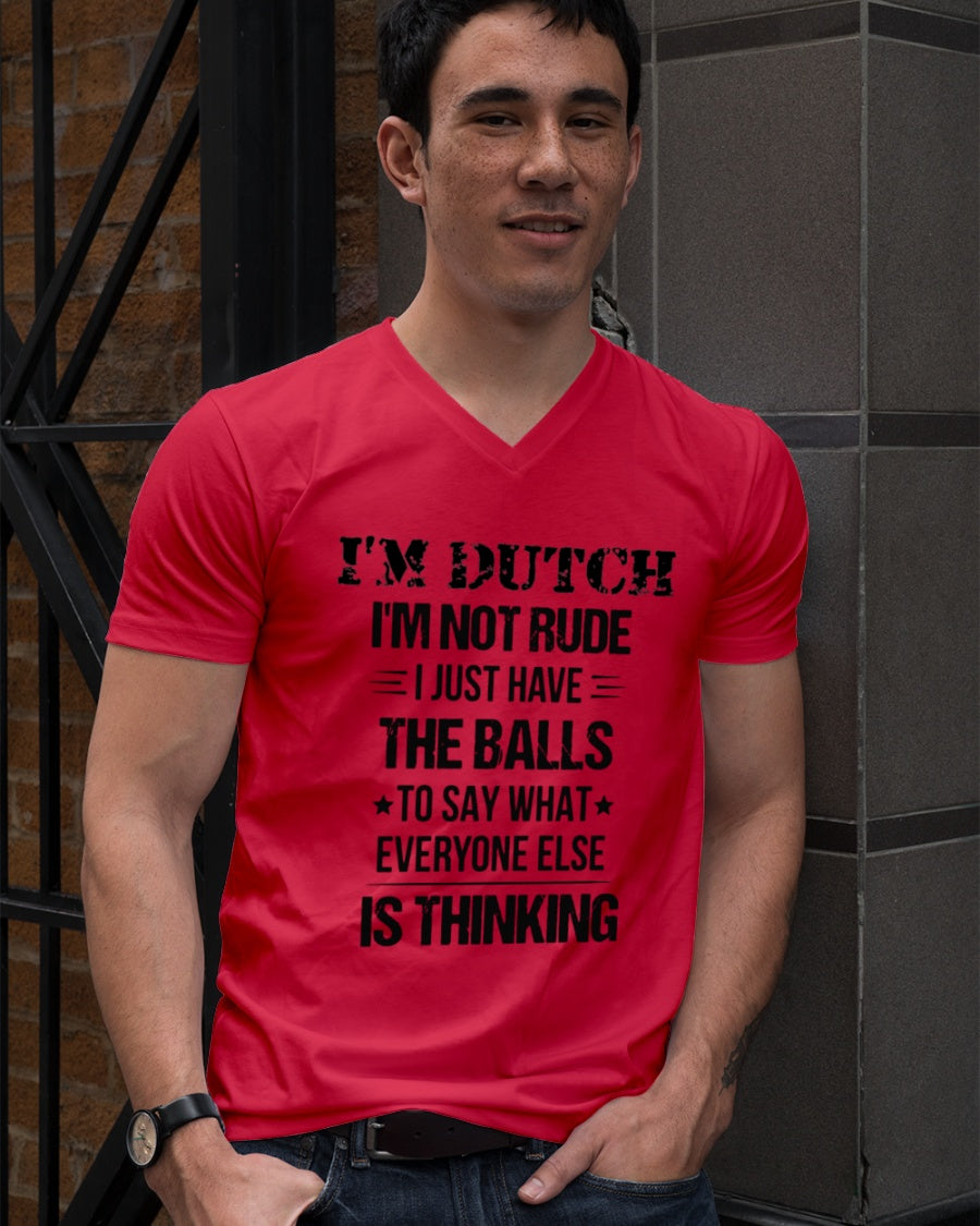 I'M NOT RUDE I'M DUTCH - V-Neck T-Shirt - Red - lifestyle-mens-vneck-front-2
