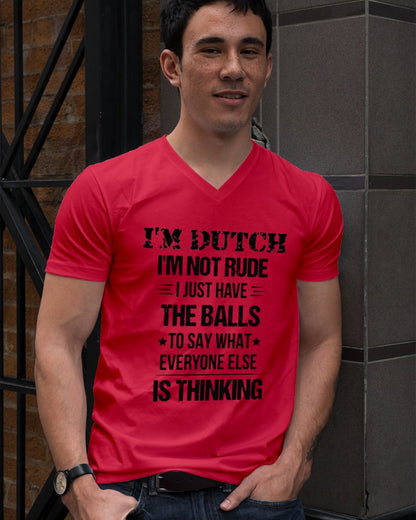I'M NOT RUDE I'M DUTCH - V-Neck T-Shirt - Red - lifestyle-mens-vneck-front-2