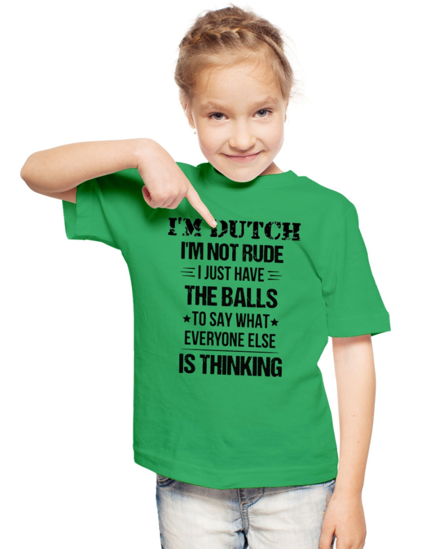 I'M NOT RUDE I'M DUTCH - Youth T-Shirt - Kelly - lifestyle-youth-tshirt-front-2