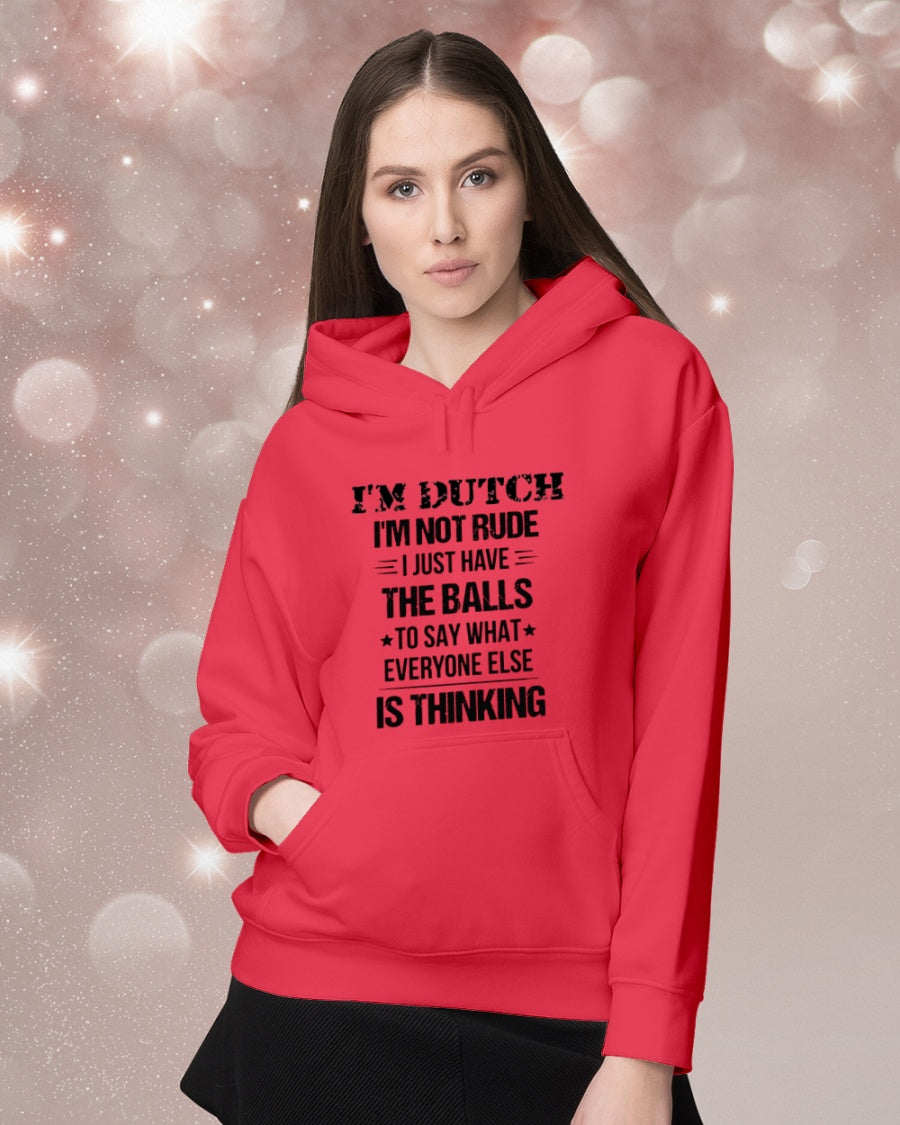 I'M NOT RUDE I'M DUTCH - Hooded Sweatshirt - Red - lifestyle-holiday-hoodie-front-1