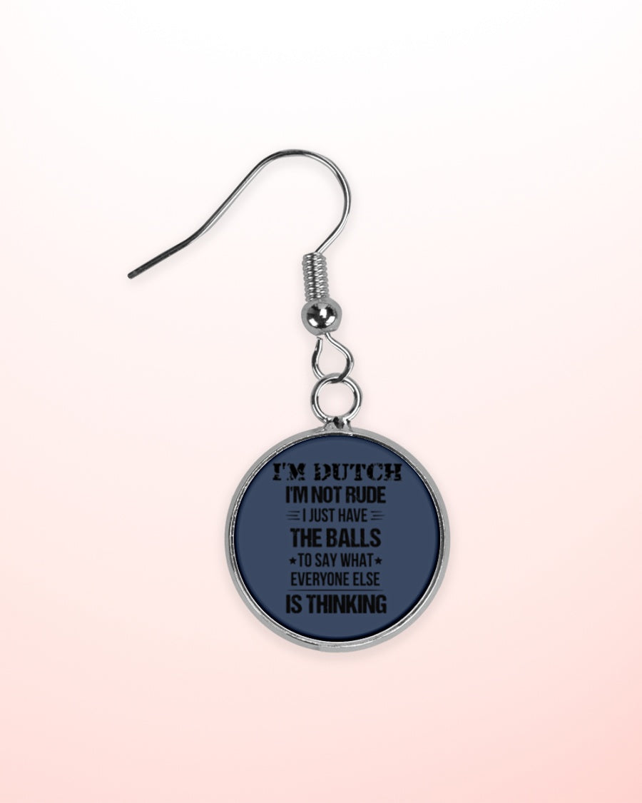 I'M NOT RUDE I'M DUTCH - Circle Earrings - J Navy - aos-earring-circle-front-lifestyle-2