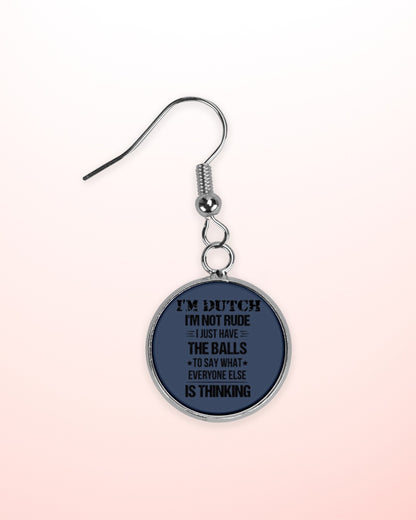 I'M NOT RUDE I'M DUTCH - Circle Earrings - J Navy - aos-earring-circle-front-lifestyle-2