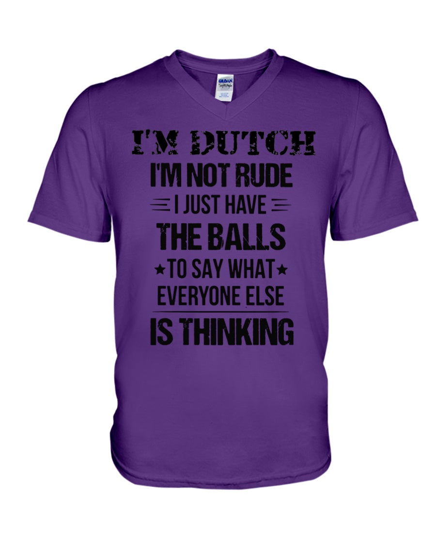 I'M NOT RUDE I'M DUTCH - V-Neck T-Shirt - Team Purple - Front