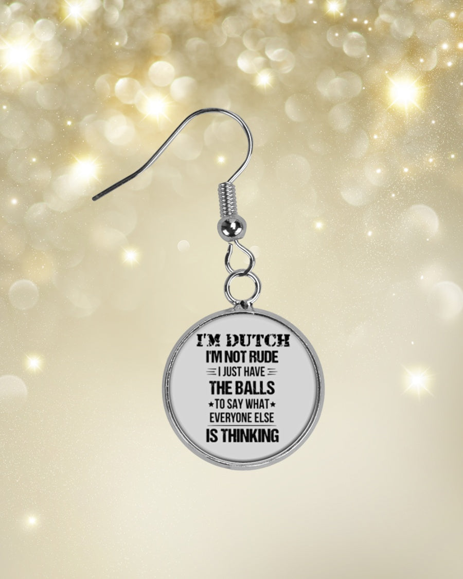 I'M NOT RUDE I'M DUTCH - Circle Earrings - Ash - aos-earring-circle-front-lifestyle-3