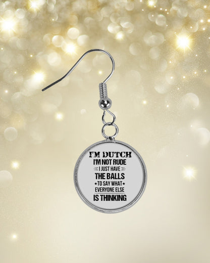 I'M NOT RUDE I'M DUTCH - Circle Earrings - Ash - aos-earring-circle-front-lifestyle-3