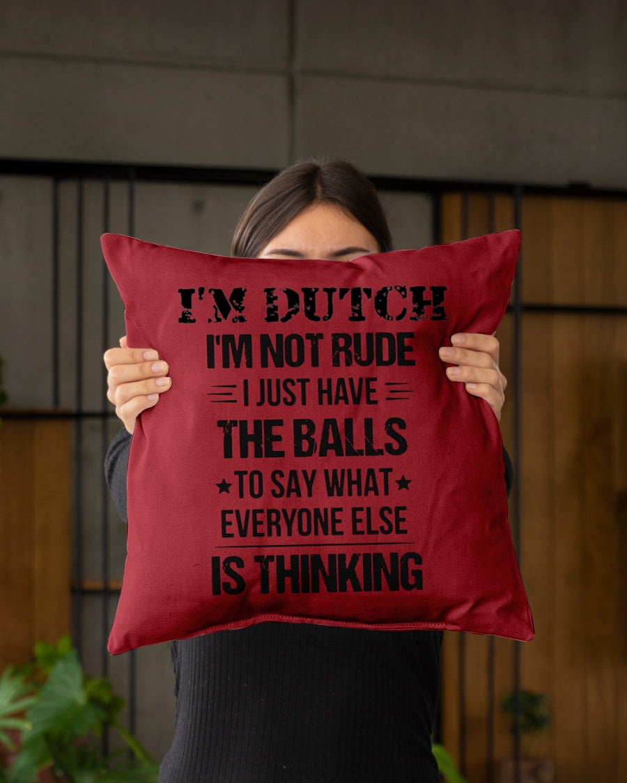 I'M NOT RUDE I'M DUTCH - Indoor Pillow - 16” x 16” - True Red - aos-decorative-pillow-lifestyle-front-03