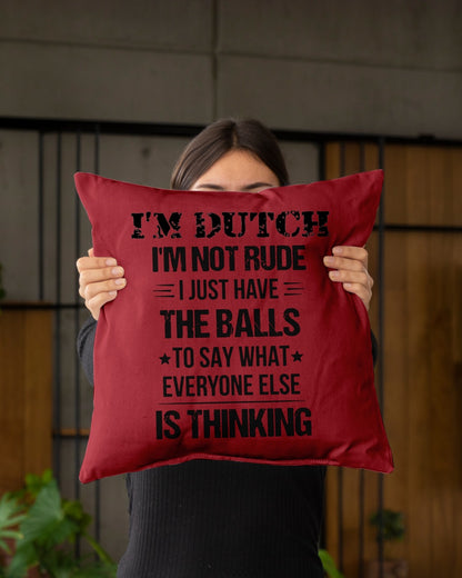 I'M NOT RUDE I'M DUTCH - Indoor Pillow - 16” x 16” - True Red - aos-decorative-pillow-lifestyle-front-03