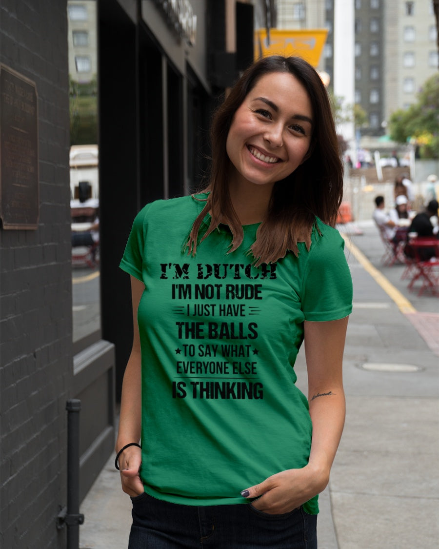 I'M NOT RUDE I'M DUTCH - Premium Fit Ladies Tee - Kelly Green - lifestyle-women-crewneck-front-5