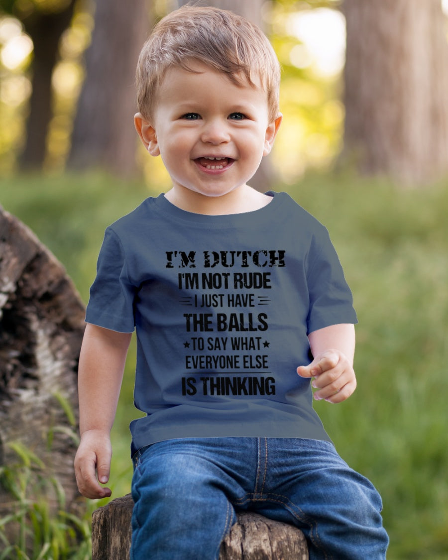 I'M NOT RUDE I'M DUTCH - Youth T-Shirt - Charcoal Grey - lifestyle-youth-tshirt-front-4