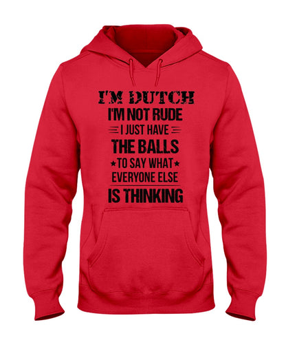 I'M NOT RUDE I'M DUTCH - Hooded Sweatshirt - Red - Front