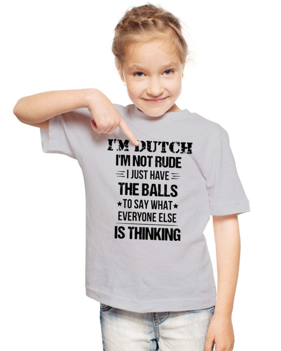 I'M NOT RUDE I'M DUTCH - Youth T-Shirt - Ash - lifestyle-youth-tshirt-front-2