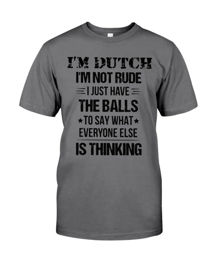 I'M NOT RUDE I'M DUTCH - Premium Fit Mens Tee - Asphalt - Front