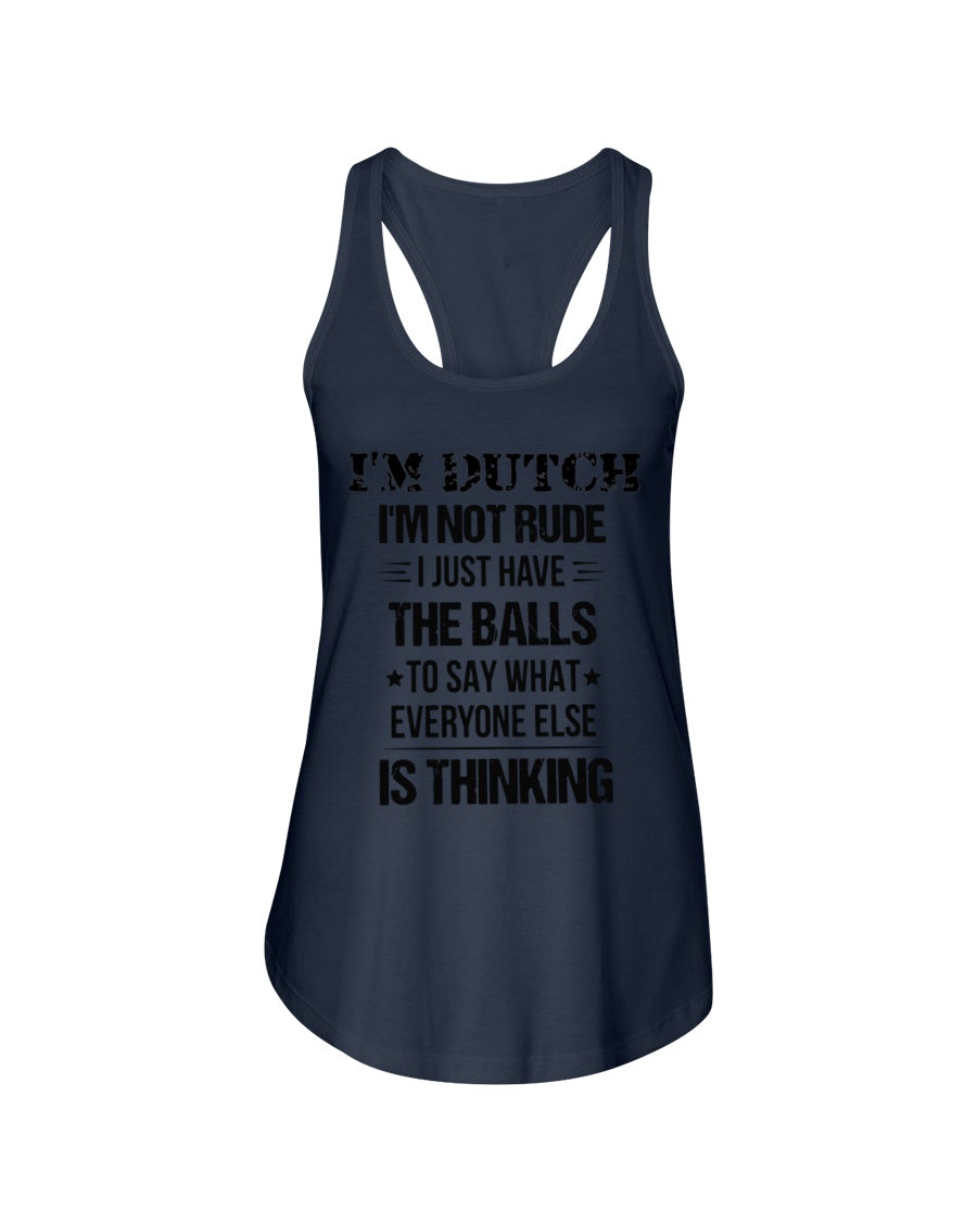 I'M NOT RUDE I'M DUTCH - Ladies Flowy Tank - Midnight - Front