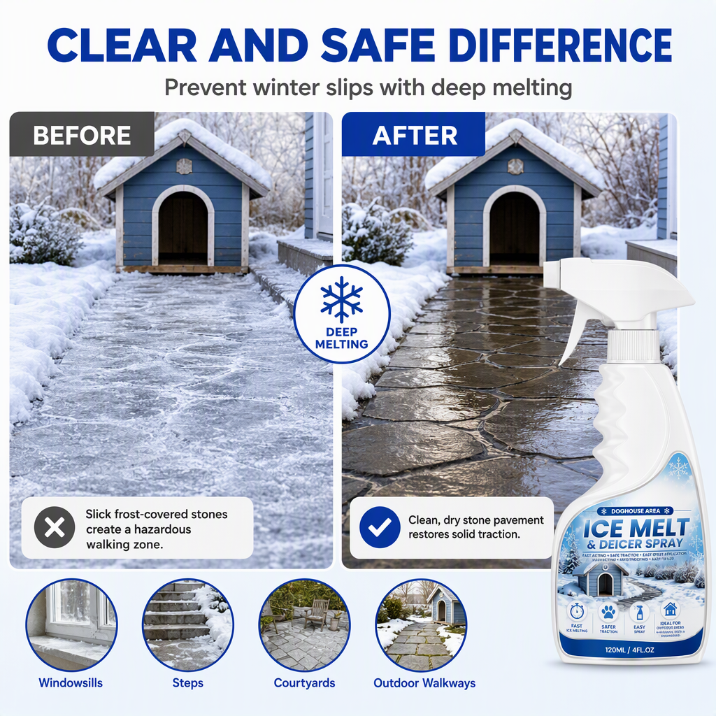⭐Outdoor De-Icing & Snow Melting Spray – pet-safe, dissolves frost on contact