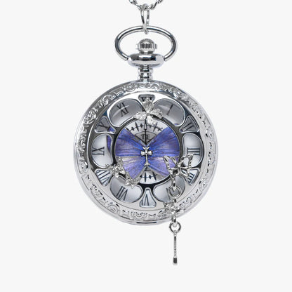 🔥49% OFF - 🦋 Butterfly in Time Handmade Multicolor Pocket Watch Necklace - Handmade Silver Crystal Floral Design
