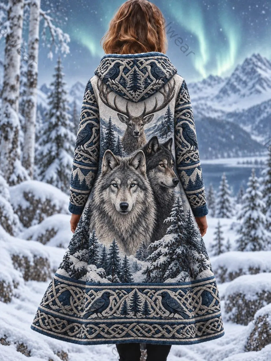 Women's Casual Flannel Jacket with Vintage Nordic VikingScandinavian Style Art Print